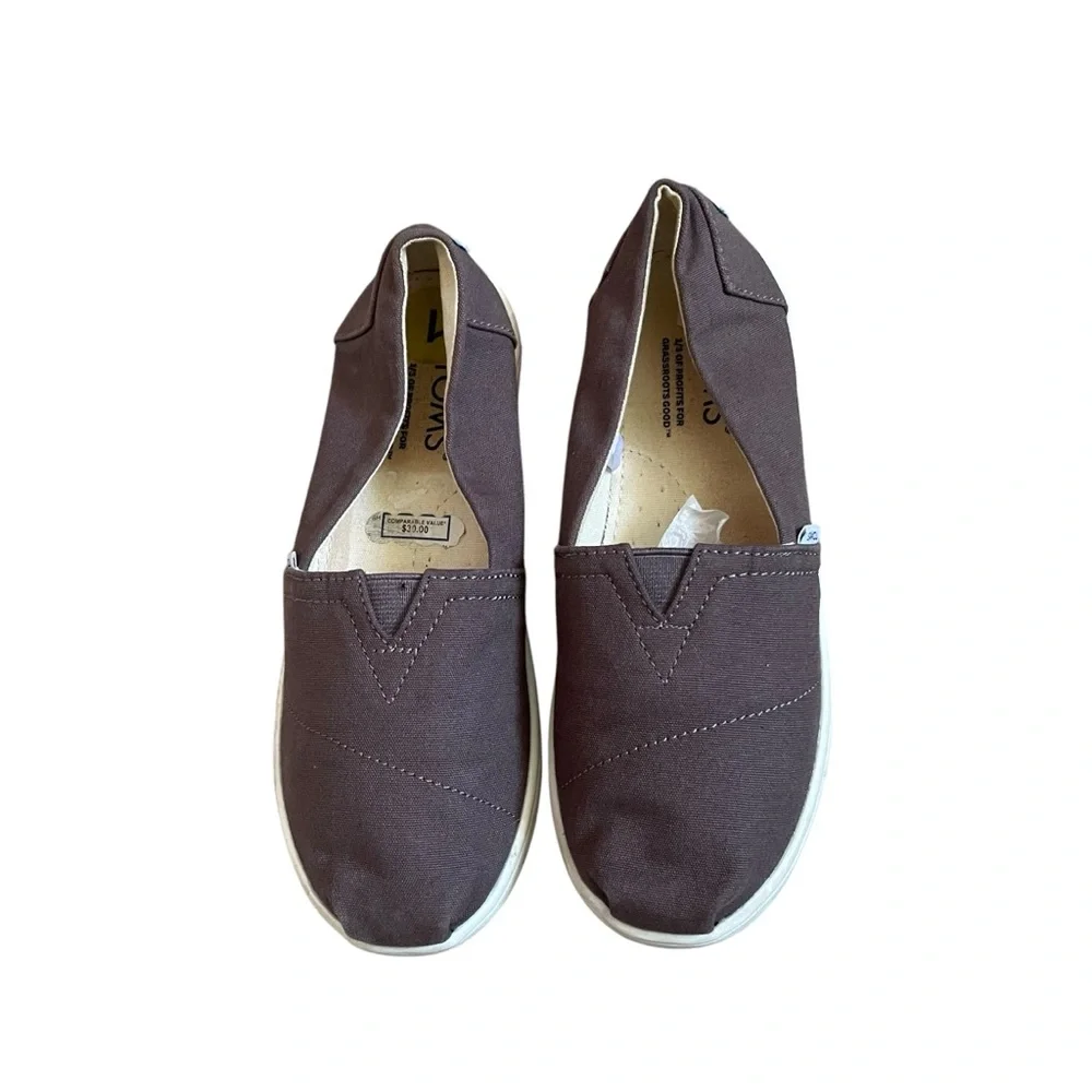 Toms Kids Alpargata Brown Loafers Comfortable Slip-Ons Size 1